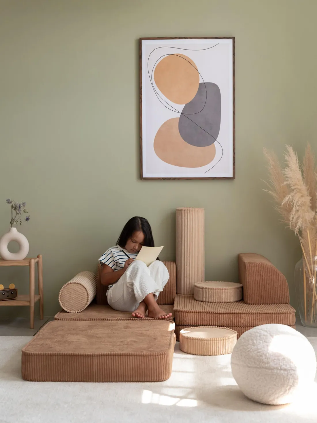 Sofá cama infantil modular de pana Sugar