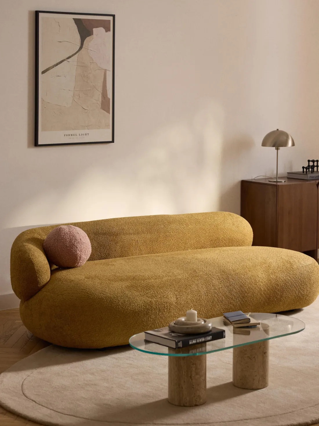 Sofá de borreguillo bouclé Alba (3 plazas)