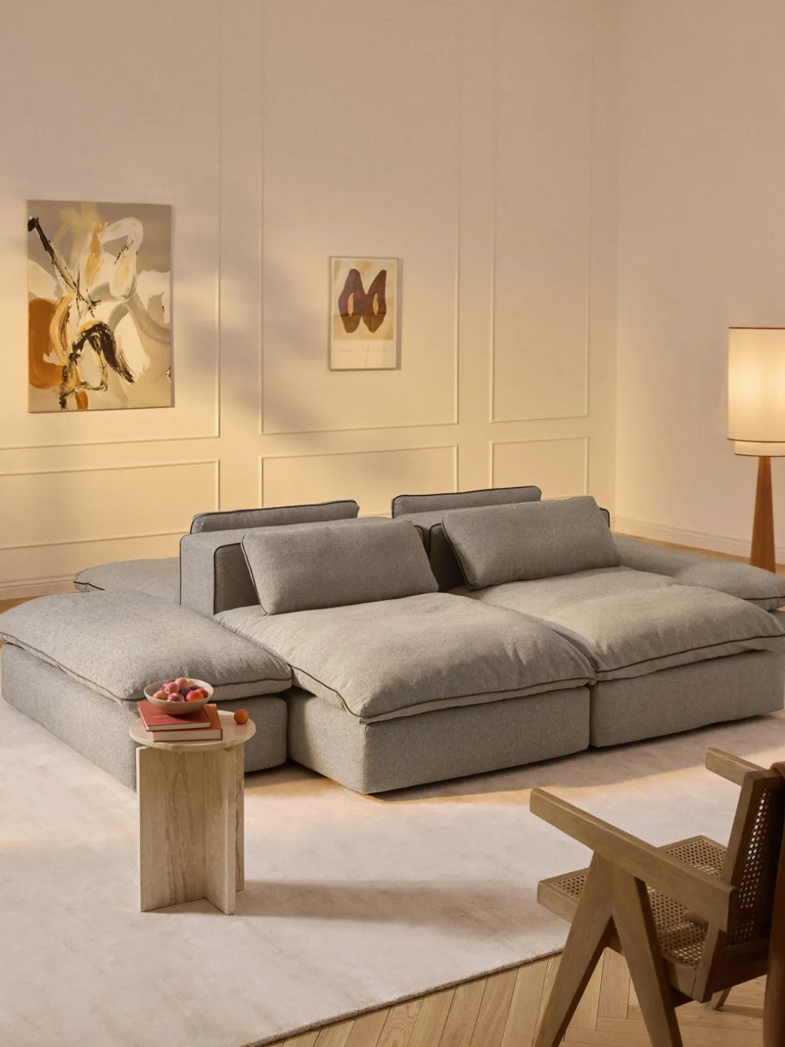 Sofá lounge modular con reposapiés Felix