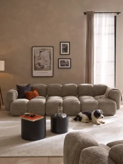 Sofá modular de borreguillo bouclé Tayla (4 plazas)