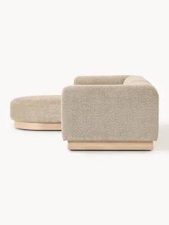 Sofá modular de borreguillo bouclé con reposapiés Natalie (3 plazas, izquierda/derecha)