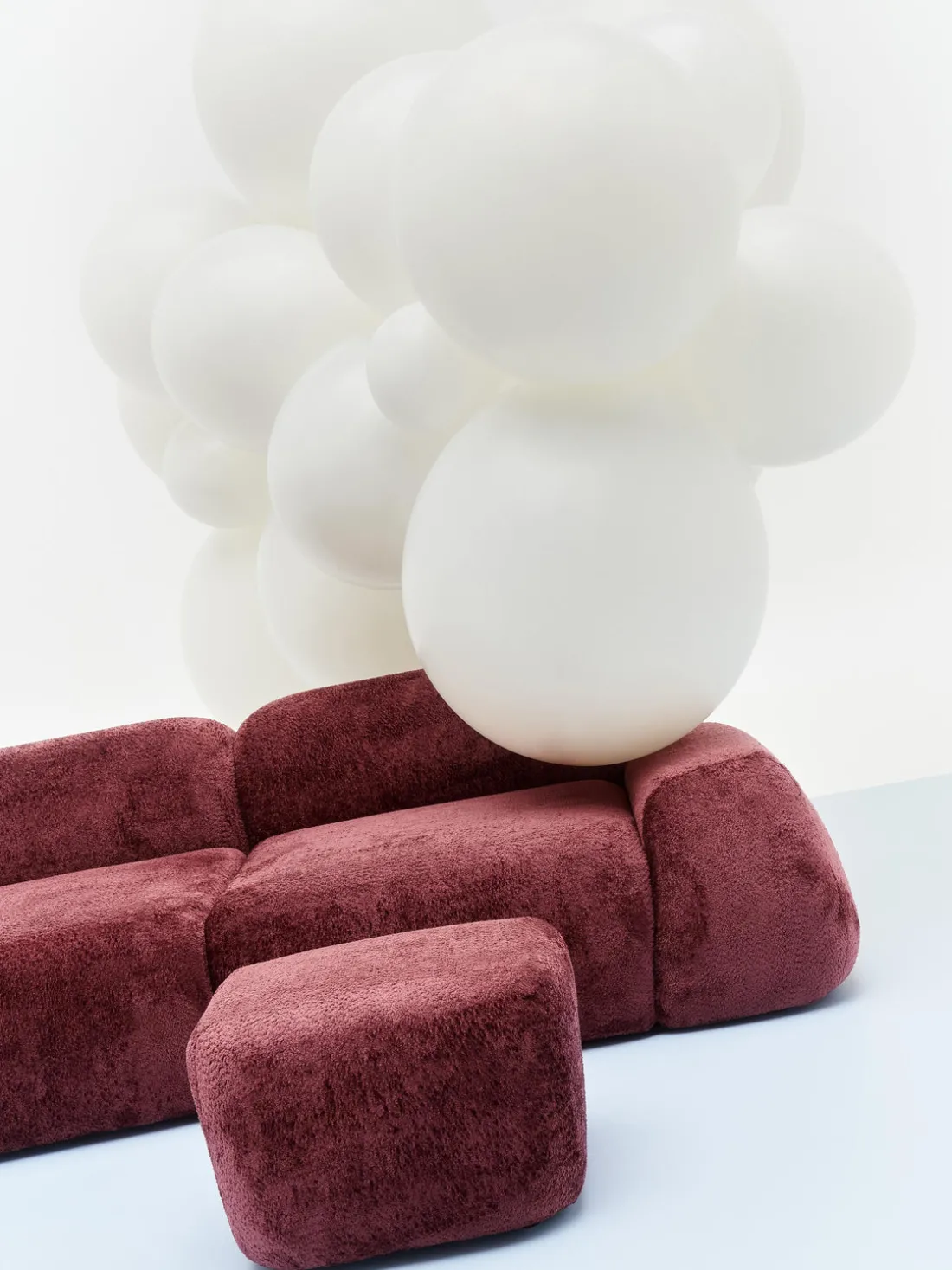 Sofá modular de borreguillo bouclé Wolke (3 plazas)