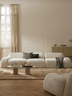 Sofá modular de borreguillo bouclé Wolke (4 plazas)