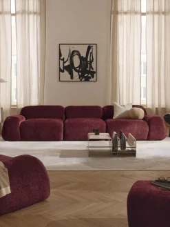 Sofá modular de borreguillo bouclé Wolke (4 plazas)