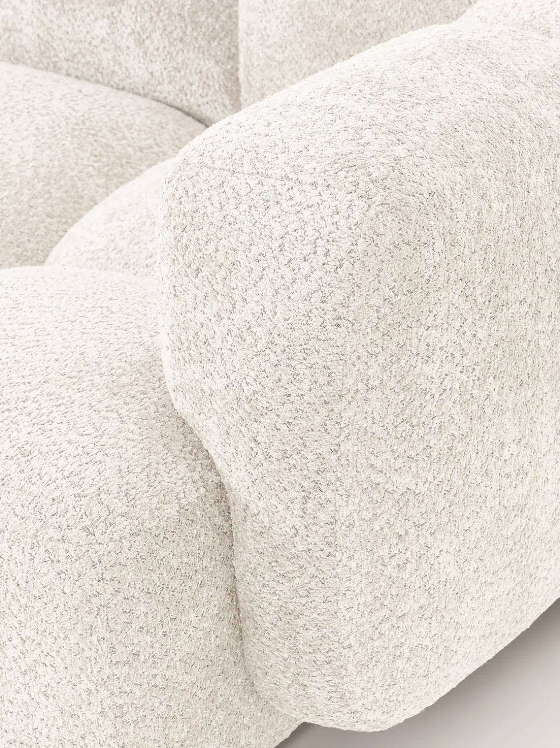 Sofá modular de borreguillo bouclé con reposapiés Tayla (4 plazas)