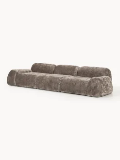 Sofá modular de borreguillo bouclé Wolke (4 plazas)