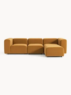 Sofá modular de terciopelo con reposapiés izquierdo/derecho Lena (4 plazas)