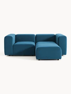 Sofá modular de terciopelo con reposapiés Lena (3 plazas)