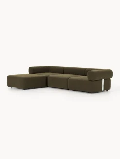 Sofá modular en tejido bouclé Anton (4 plazas), con reposapiés (izquierda/derecha)