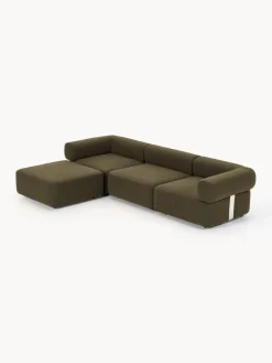 Sofá modular en tejido bouclé Anton (4 plazas), con reposapiés (izquierda/derecha)