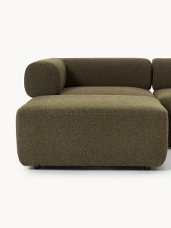 Sofá modular grande en tejido bouclé con reposapiés Anton (izquierda/derecha)