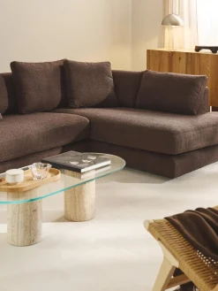 Sofá rinconera en tejido bouclé Tribeca