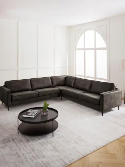 Sofá rinconera extra grande de cuero reciclado Hunter