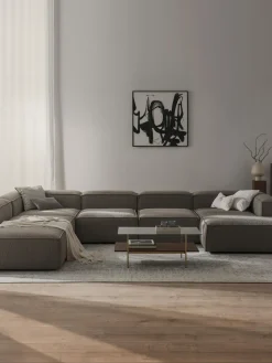 Sofá rinconera longue modular en tejido bouclé Lennon