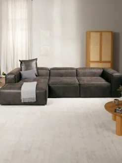 Sofá rinconera modular de cuero reciclado Lennon