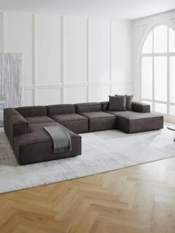 Sofá rinconera modular de cuero reciclado Lennon