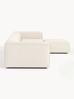Sofá rinconera modular de mezcla de lino con reposapiés izquierdo/derecho Lennon (4 plazas)