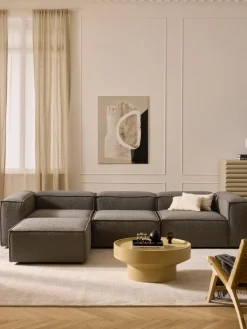 Sofá rinconera modular en tejido bouclé con reposapiés izquierdo/derecho Lennon (4 plazas)