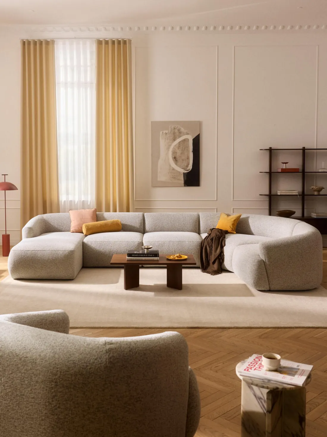 Sofá rinconera modular en tejido bouclé Sofia