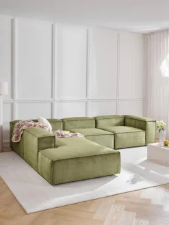 Sofá rinconera modular grande de pana Lennon