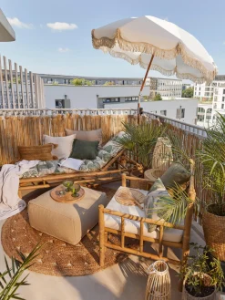 Sombrilla con flecos plegable Retro, Ø 180 cm