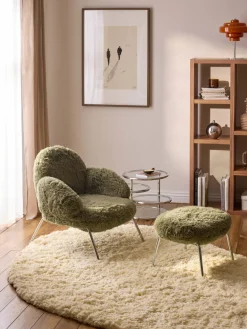 Taburete de cuero sintético con patas de metal Luan