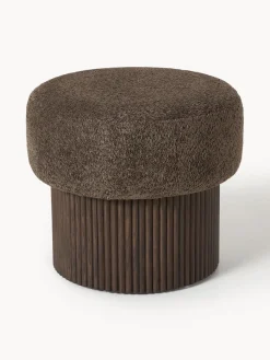 Taburete pequeño tapizado en borreguillo bouclé con espacio de almacenamiento Nala