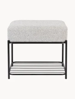 Taburete tapizado en tejido bouclé con estante Milou