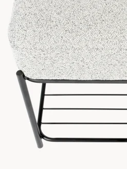 Taburete tapizado en tejido bouclé con estante Milou