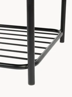 Taburete tapizado en tejido bouclé con estante Milou