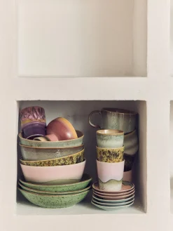 Tazas artesanales con esmalte reactivo 70's, 4 uds.