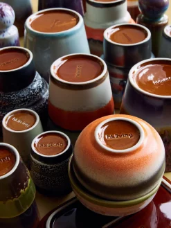 Tazas artesanales esmaltada 70s, 6 uds.