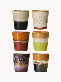 Tazas artesanales esmaltada 70s, 6 uds.