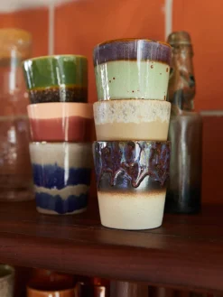 Tazas artesanales esmaltada 70s, 6 uds.