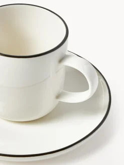 Tazas con platitos de porcelana Facile, 2 uds.
