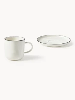 Tazas con platitos de porcelana Facile, 2 uds.
