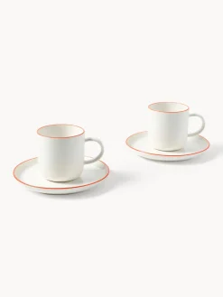 Tazas con platitos de porcelana Facile, 2 uds.