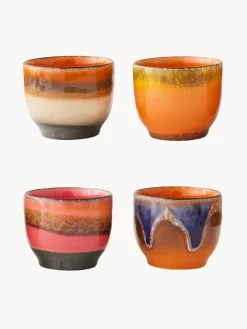 Tazas de café artesanales de cerámica 70's, 4 uds.