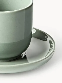 Tazas de café espresso con platitos de porcelana Nessa, 4 uds.