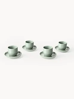 Tazas de café espresso con platitos de porcelana Nessa, 4 uds.
