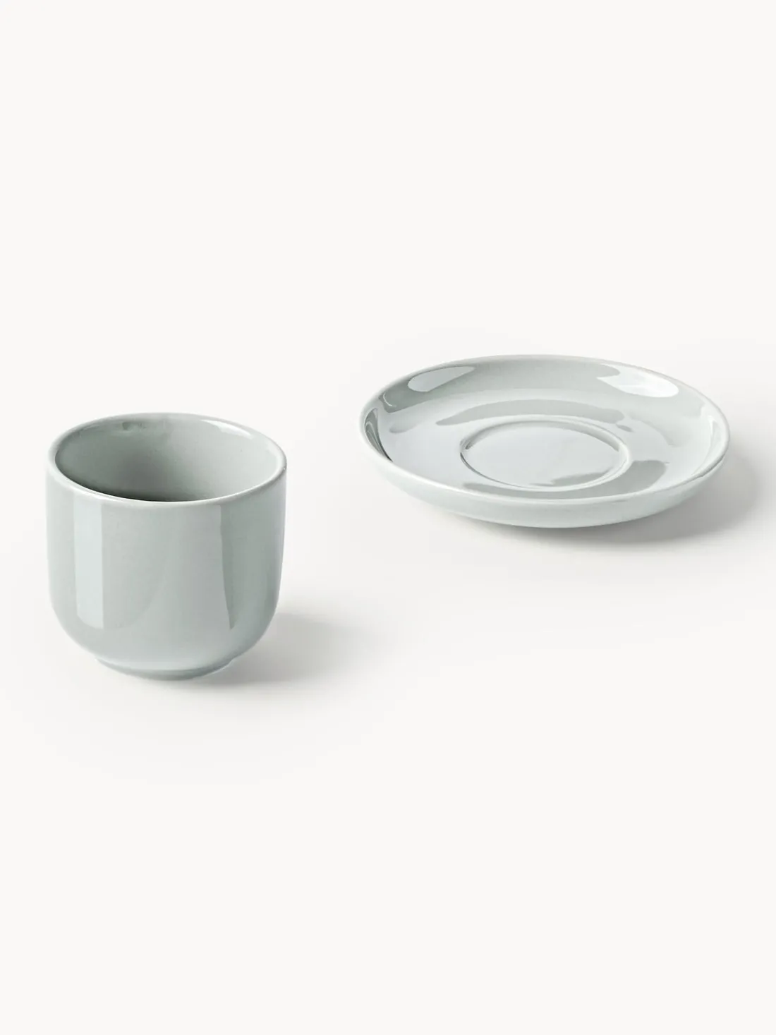 Tazas de café espresso con platitos de porcelana Nessa, 4 uds.