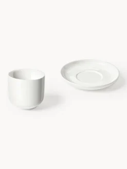 Tazas de café espresso de porcelana con platitos Nessa, 4 uds.