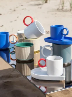 Tazas espresso con platitos de porcelana Niki, 2 uds.