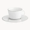 Tazas pequeñas con platitos de porcelana con borde platino pintado a mano Vitruv, 2 uds.