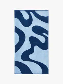 Toalla de playa de terciopelo con estampado ondulado Pia