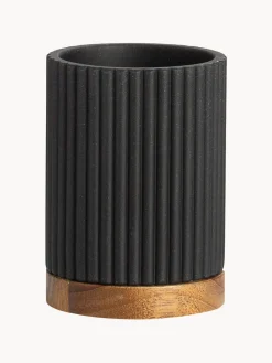 Vaso cepillo de dientes con adorno de madera Laura