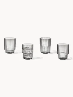 Vasos de agua soplados con relieves Ripple, 4 uds.