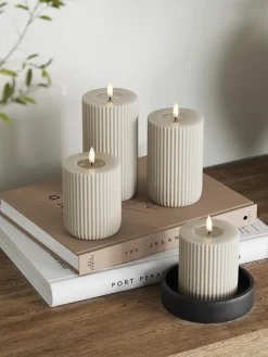 Vela LED artesanal Solid Stripe, 15 cm