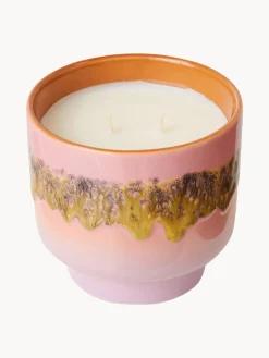 Vela perfumada artesanal de dos mechas 70´s (rosas y vainilla)