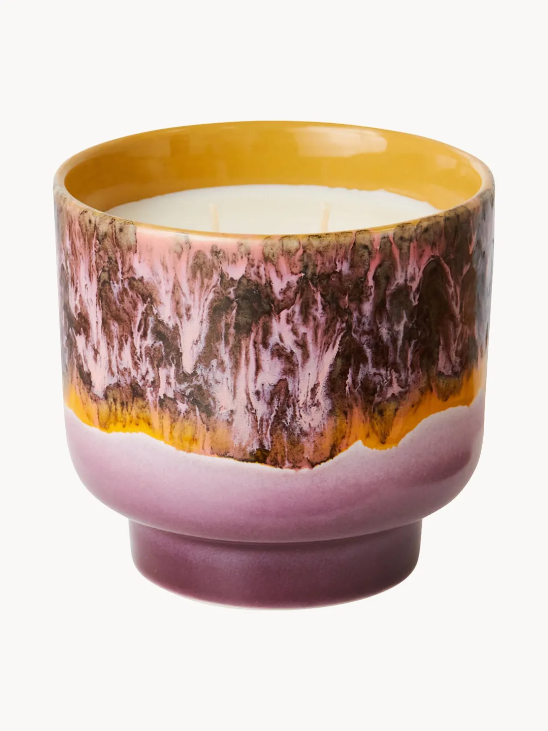 Vela perfumada artesanal de dos mechas 70´s (salvia y pétalos de rosa)